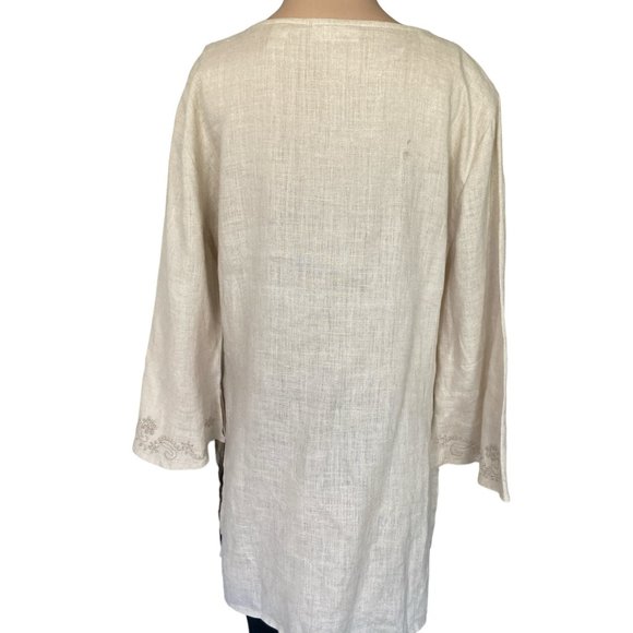 Valerie Separates Neutral Linen Tunic Kaftan Top Size M - Picture 3 of 10